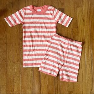 Hanna Andersson Pink Stripe Short John Pajamas girls size 10